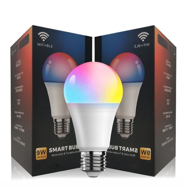 E26 9W WiFi LED Smart Bulb APP Fjärrkontroll Smart WiFi Ljuslampa Varm Vit RGBCW Lampa 100‑130V