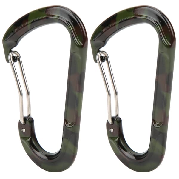 2 st Kletterhakar i Aluminium, D-formad, Liten, för Ryggsäck, Nyckel, Kåsa, (Militärgrön)