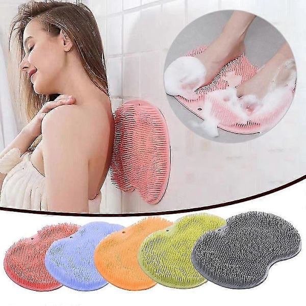 Exfolierande Dusch Massage Skrapa Badrum Halkfri Badmatta Ryggmassageborste Silikon Fot Tvätt Kroppsrengöring Badverktyg -DGJR Blå