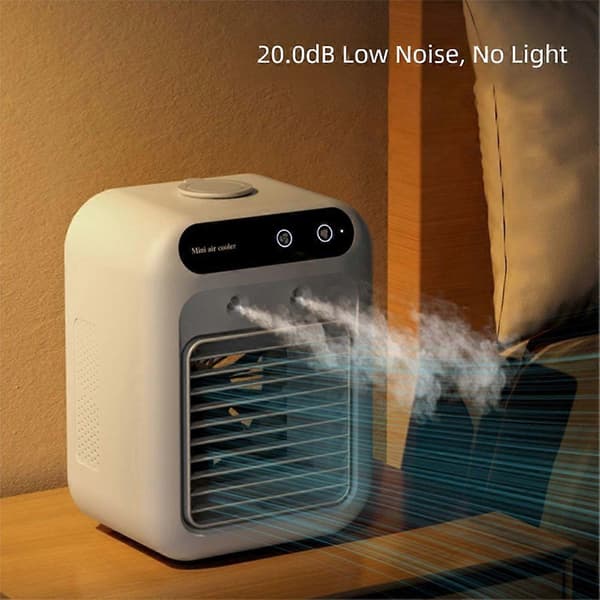 Bærbar klimaanlæg køleventilator 2 hastigheder 1800mah skrivebordsventilator USB Mini-personlig luftkøler til værelsestelt White
