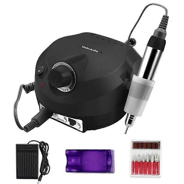 Elektrisk neglefilmaskine 35000/20000 RPM Manicure Pedicure Filsæt med negleværktøjsskærer 202Black30000RPM us
