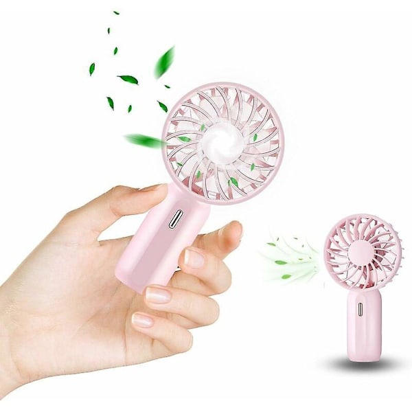 USB-fläktar Mini USB-fläkt, bordsfläkt med 3 justerbara hastigheter, USB-fickfläkt, uppladdningsbar, idealisk för sömn, kontor, resor, etc. (Rosa)