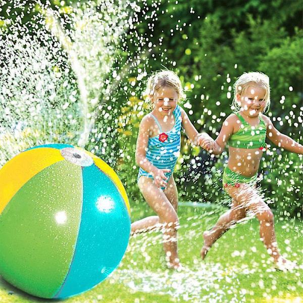 Regnbåge Uppblåsbar Sprinklerboll Vatten Spray Strandboll för Utomhus Gräsmatta Sommarlek Barnleksak Boll Vatten Spray Boll med Familjeaktivitetsspel