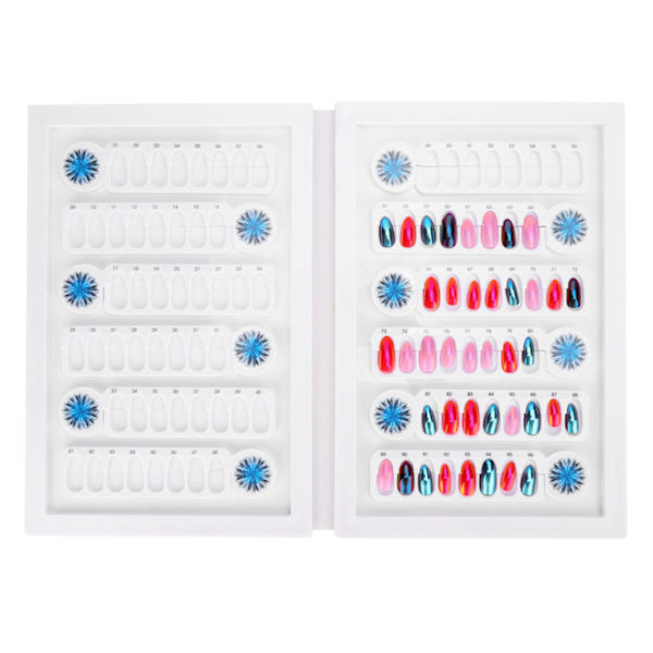 96 Gitter Akryl Neglelak Farve Kort Bog Magnet Falske Negle Farve Display Board Hvid