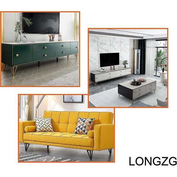 Svart metall bordbensett - Utskiftbare møbelben for salongbord, TV-stativ, sofa, seng og mer - Inkluderer skruer (15 cm)