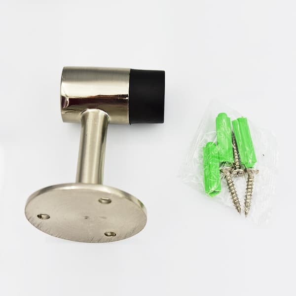 1-pakning - 3 tommer / 75 mm Kraftig gulvmontert dørstopper, dørstopper i børstet nikkel av rustfritt stål