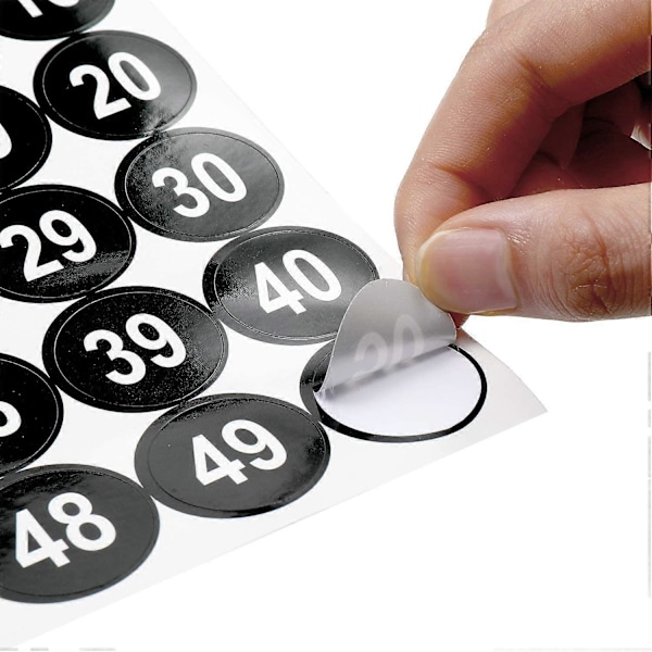 20 kpl numerotarroja 1-50 varastointiluokittelua varten