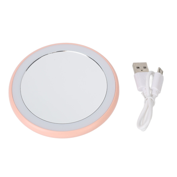 Kompakti meikkipeili kevyellä USB ladattavalla LED-pyöreällä kannettavalla pienellä vaaleanpunaisella peilillä