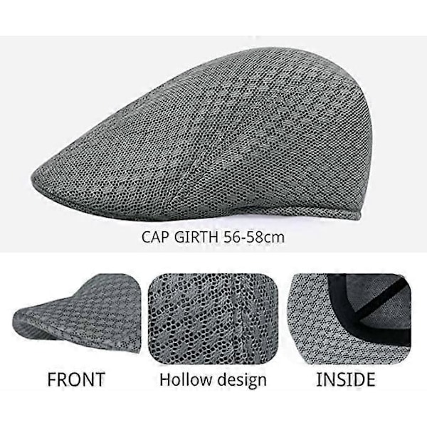 Grå Vintage mesh basker ivy keps herr platt hatt andningsbar keps golf sommar platt hatt andningsbar mesh neutral