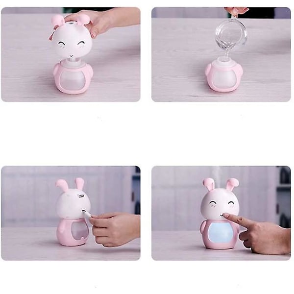 USB Tecknad Luftfuktare Mini Söt Kanin Luftfuktare (Rosa)