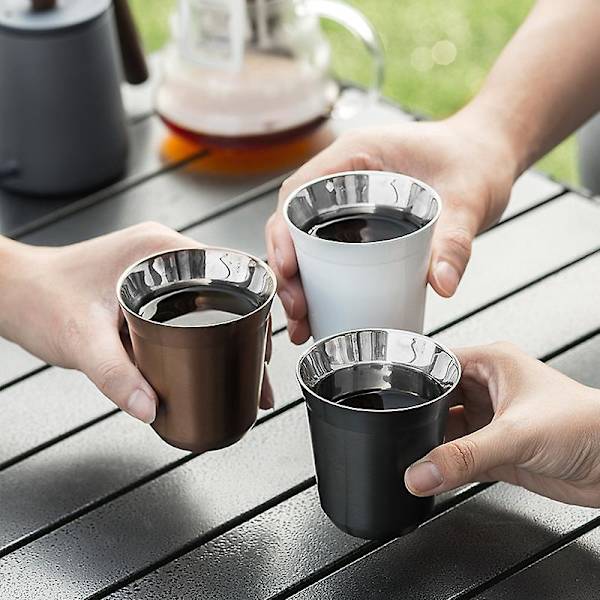 Dubbelväggiga Isolerande Espressokoppar i Rostfritt Stål - Set om 4 (160ml)