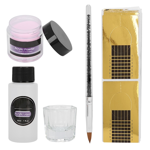 ROSALIND Kristallpulver Set Manikyr DIY Akryl Vätska Kopp Professionellt Nagelkonstverktyg Rosa