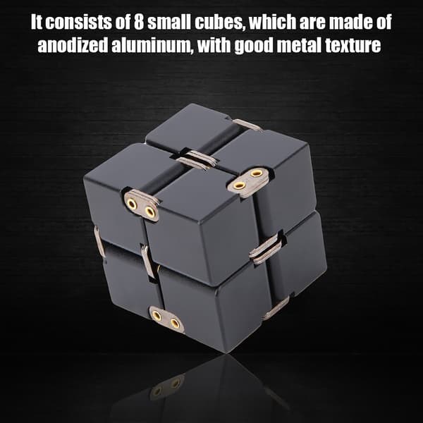 Håndholdt Fidget Legetøj i Aluminiumslegering Infinity Desk Magic Cube Stressaflastende Legetøj Sort