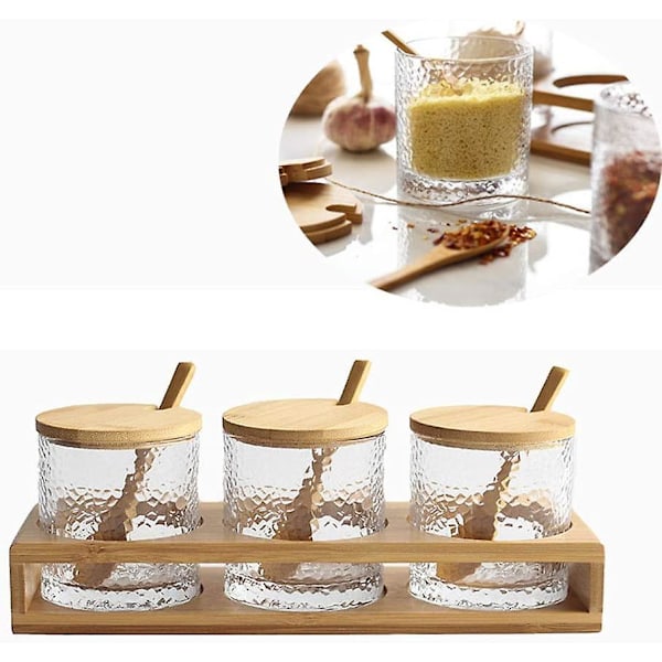 Kryddburksset - Glasburkar för Salt, Socker och Peppar i Köket