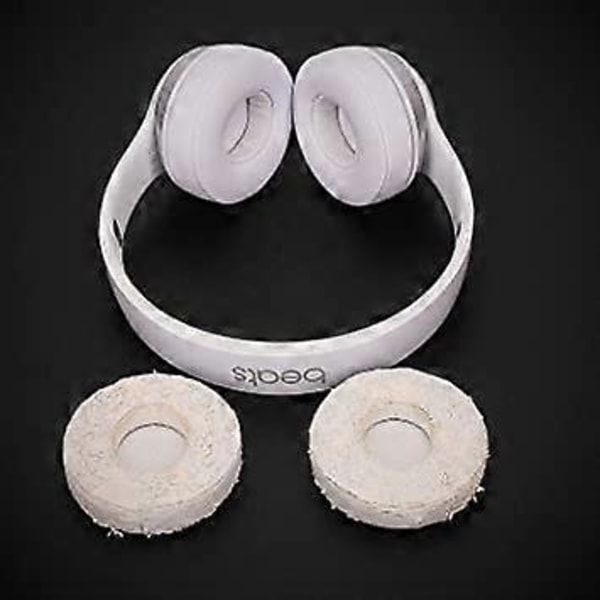 2 stk. (Hvite) Øreputer Erstatning for Beats Solo 2 & Solo 3 Trådløse On-Ear Hodetelefoner, Øreputer med Mykt Proteinlær, Økt Tykkelse