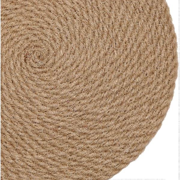 Runde Jute Bordbrikker Sett med 6 Varmeisolerende Jute Flettet Bordbrikker Gryteunderlag 30 cm Sklisikre Tykke Varme Matter for Varme Retter (Jute, 30 cm)