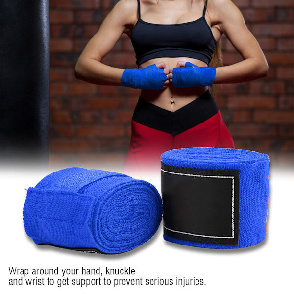 2 stk 2,5 m elastisk rem boksning Sanda Muay Thai MMA Taekwondo Bandage Håndbind (blå)