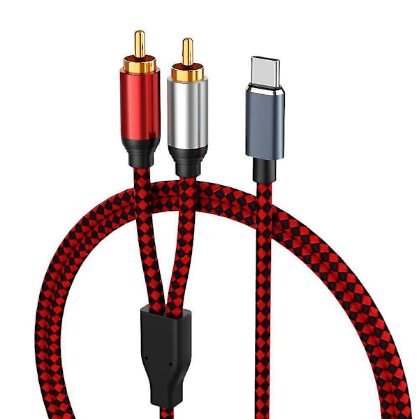 USB Type C - 2 RCA -audiokaapeli, Type-C RCA -kaapeli, USB-C -audiolinja, yhteensopiva kotiteatterivahvistimen, DVD:n, TV:n ja kaiuttimen kanssa (0,5 m / 1,6 jalkaa) - B5