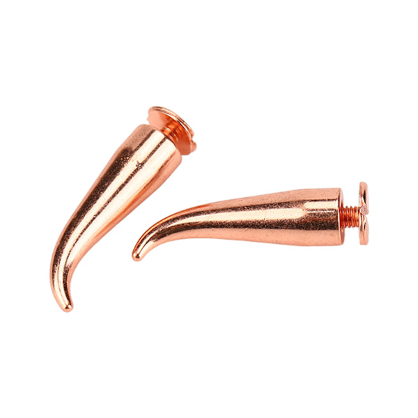 100 set spikar och nitar roséguld stark mässing exakt gänga punk stil metallplätering kon spikar för DIY kläder 7x26mm