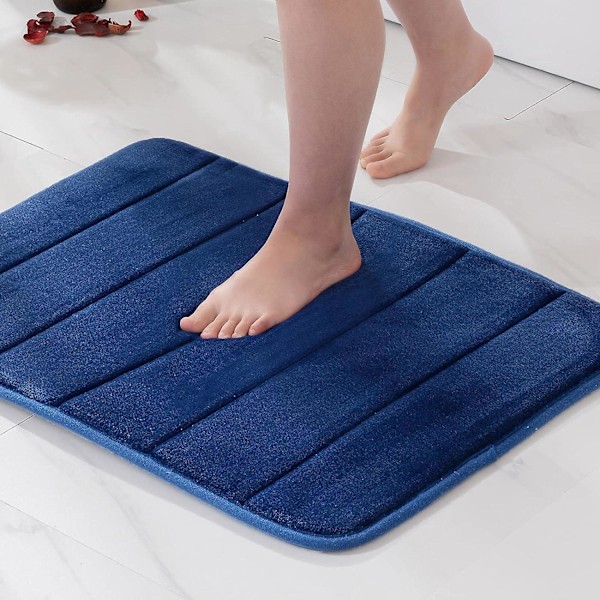 1 Entrématta Badrumsmatta Memory Foam Hydrofilisk Pebble Design Superfin Fiber Halkfri Mjuk för Badrum Badkar Kök 40x60CM Mörkblå