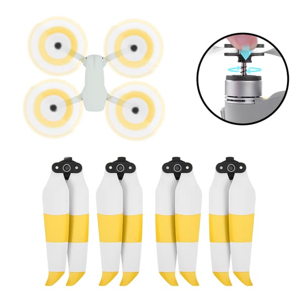 2 par propeller låg ljudnivå snabbkoppling propellertillbehör passar för Mavic AIR 2 Drone Gul Vit