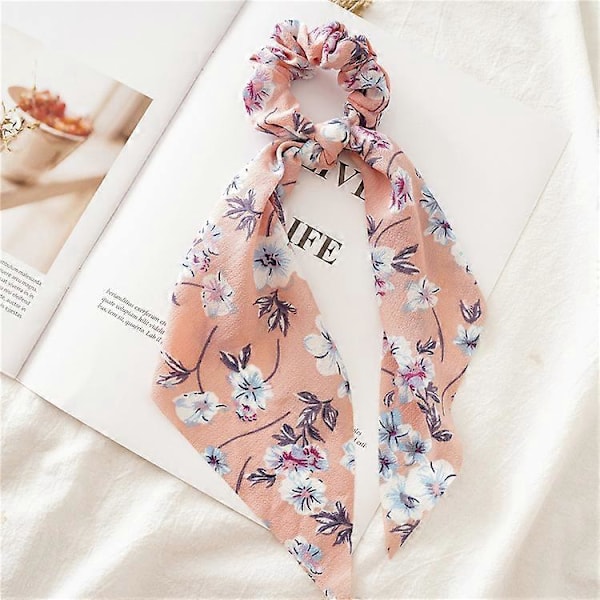 8 stk. silke chiffon hårstrikker Sløyfe Blomstret hårbånd Elastisk hestehaleholder Hårtilbehør for kvinner jenter