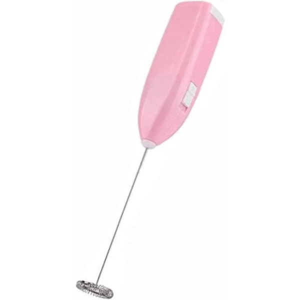 Bærbar skummaskin for kaffe, latte, cappuccino, varm sjokolade, elektrisk eggknekker for husholdningsbruk (rosa)