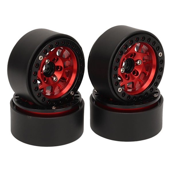 4 st RC Crawler Fälgar Universal Aluminiumlegering 1,9 tum RC Beadlock Hjul Fälgar för SCX10 II Röd