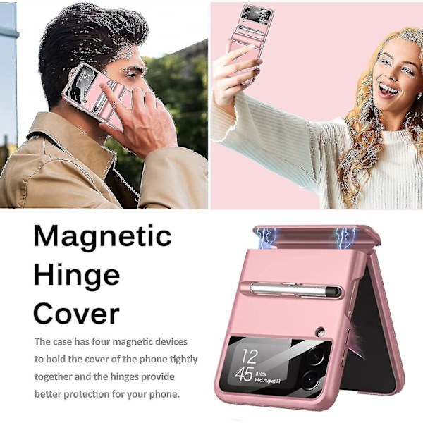 Kompatibelt Samsung Galaxy Z Flip 4 Skal Med S Penna, Magnetiskt Gångjärnsskydd Skal Med Kameraskärmskydd-E