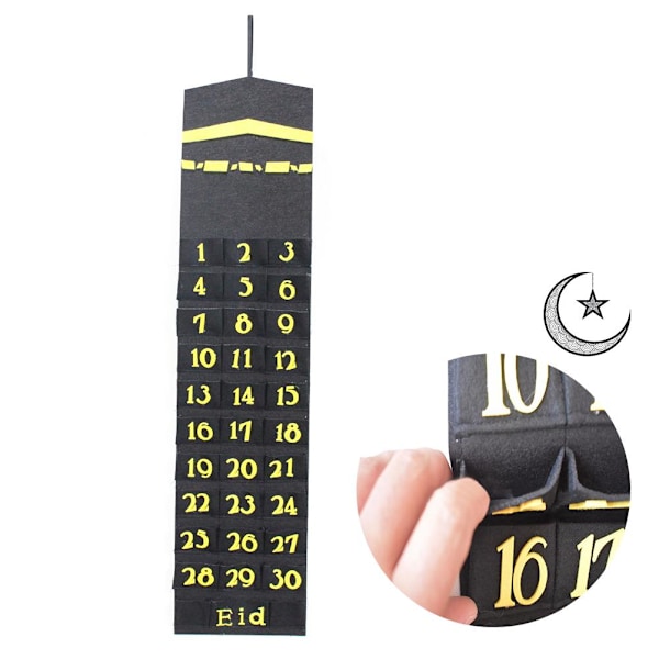 Eid Mubarak Huopa Adventtikalenteri Seinälle Ripustettava Numeroitu Countdown-kalenteri Kestävä Kodin Sisustus