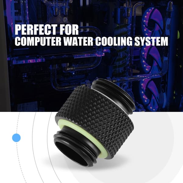 2 stk G1/4 gjengekobling adapter for datamaskin vannkjølesystem svart lang