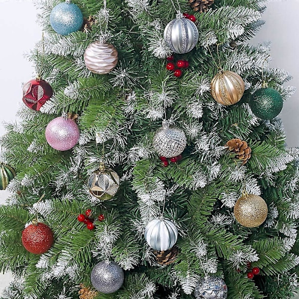 Gröna 6CM Julkulor, 12 Stycken Julgranskulor Julkulor, Matta och Glansiga Julgransdekorationer Glittrande Julgran