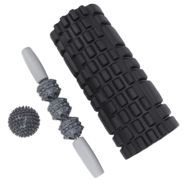 Skummassasjerullesett Hule muskler Relax Bærbar Fitness Yoga Stick for Midje Nakke RyggSort firedelt dress