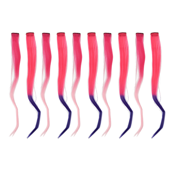 10 stk fargede klips i hårstykke gradient lang rett syntetisk hårforlengelse hårstykke for Halloween-fest