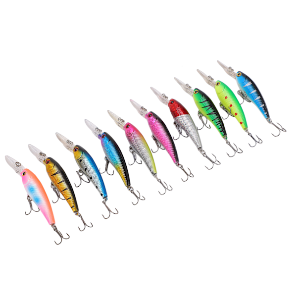 10 st fiskebete kit 10 färger Minnow fiskebete Tackle 9cm 7,5g per bete för sötvatten långskott