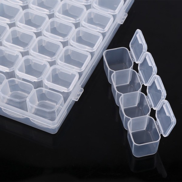 Klar plast 28 spor Justerbar Tablett Medisin Pill Smykker Oppbevaring Organizer Box Container