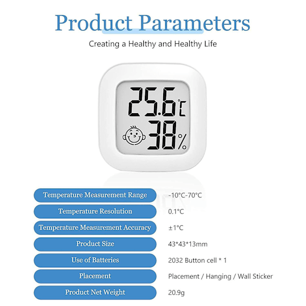 3 stk. Digital Hygrometer Termometer, Mini LCD Indendørs Hygrometer Termometer, Sød Indendørs Væghængt Termometer