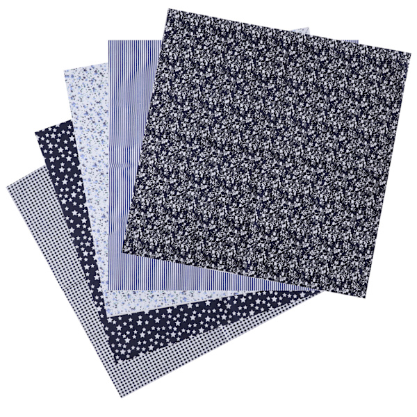 2 Set Bomullstyg Slättväv Trycktyg DIY Sömnad Quiltning PatchWork 5 Färger 50x50cm (Mörkblå)