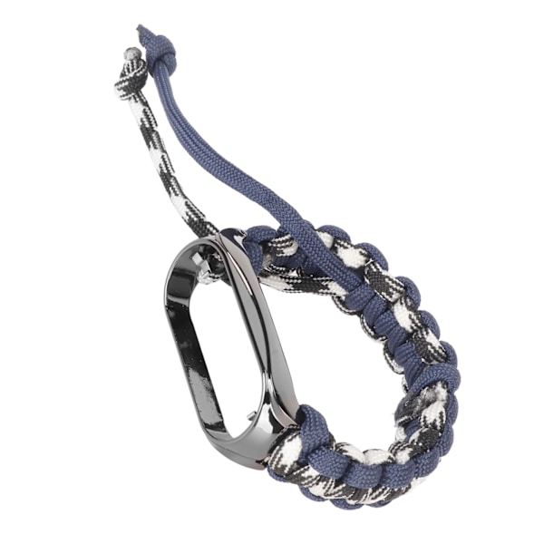 2 i 1 flettet sløyfearmbånd for Mi Band 7 Justerbar stretchy nylon pustende sportsstropp med metallramme Marineblå