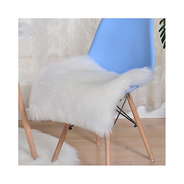 Super Mjuk Vit Konstpäls Fårskinn Stolsöverdrag Sittdyna (60cm*60cm)