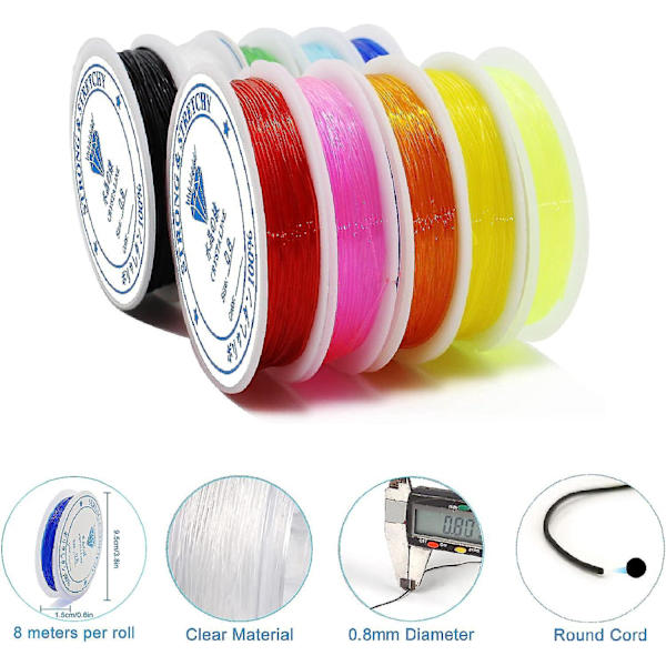 10 pakke oransje elastisk tråd for armbånd - 8 m x 0,8 mm elastisk TPU-ledning for perlekjede smykker