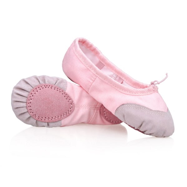 Ballet Shoes Pink Soft Anti Slip Sole Flexible Durable Canvas Breathable Girls Dance Shoes for Kids Gymnastics Practice 26 EU Size