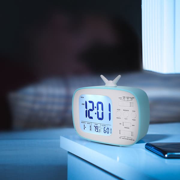 Smart Väckarklocka Multifunktionell LED Digital Display 12/24 Timmar Växling Hushåll Sovrum Tillbehör Blå