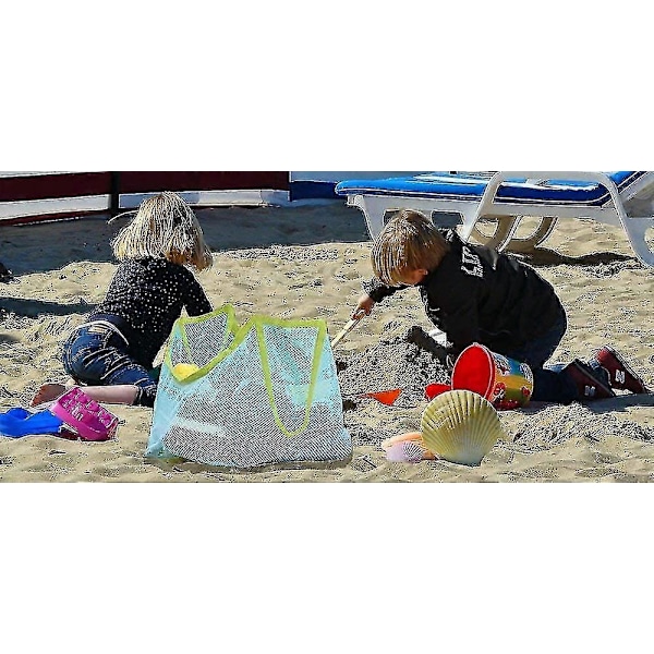 Mesh Strandtaske Ekstra Store Strandtasker og Tasker Tote Rygsæk Legetøj Håndklæder Sand Væk Til Opbevaring