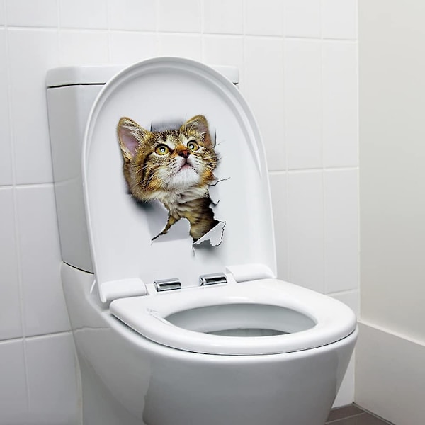 10 st 3D Katt Väggdekaler Kattdekaler Vägg Toalettdekaler Vattentäta för Sovrum Toalett Barnrum Heminredning DIY Dekaler