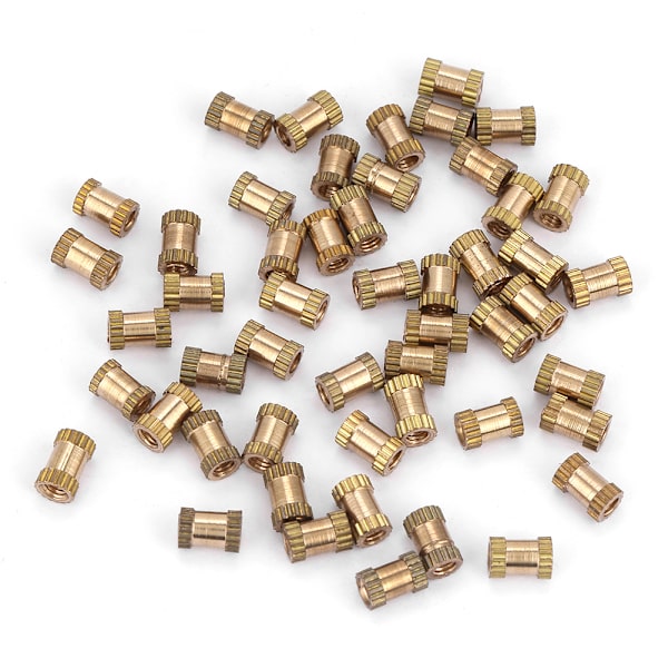 M2.5 messingcylinder riflet rund støbt i indsatsindlejrede møtrikker (M2.5*6*3.5; 50 stk)