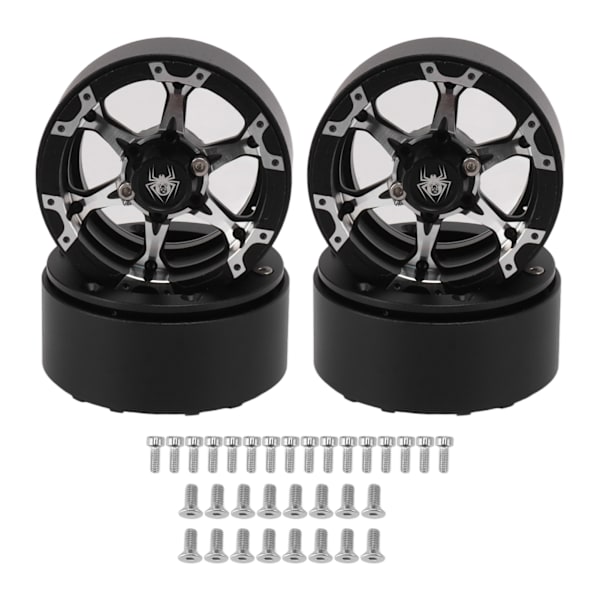 1,9 tum RC Beadlock fälgar Återanvändbar Stabilt grepp Silver Svart Exakt ersättning för Traxxas TRX4
