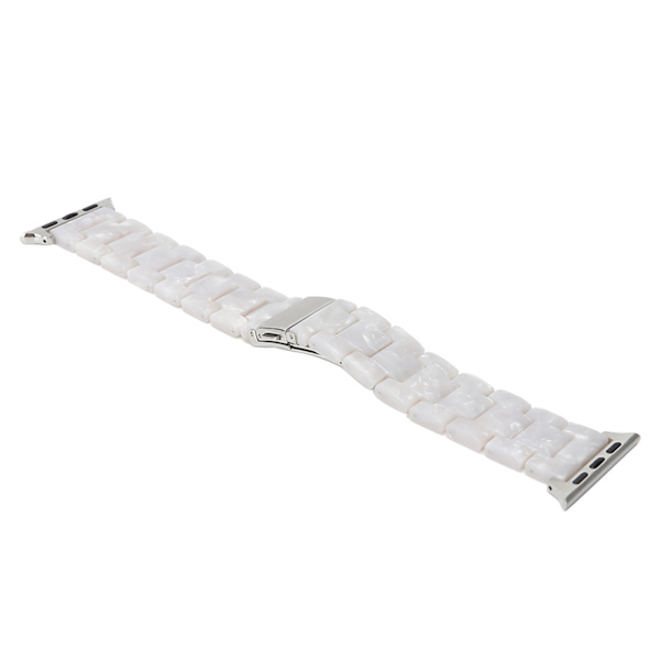 Vit hartsrem i resin, unikt lätt armband, ersättning för IOS Watch, 42 mm/44 mm