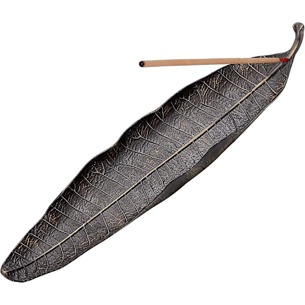 Guld Blad Form Røgelseholder - 21cm Lang, Hjemmeindretning
