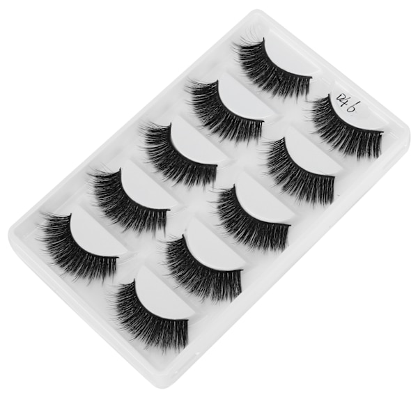 5 par tykke, tette falske vipper Tredimensjonale lange krøllede falske øyevipper Makeup Tool(D46)